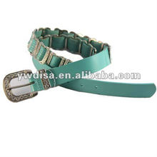 Lady's Rhinestones Genuine Leather Belt Blue